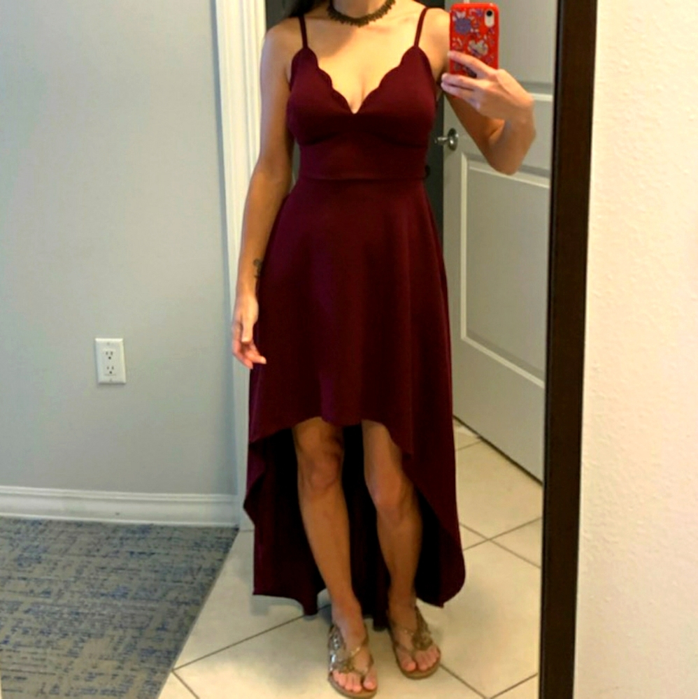Scalloped Bridesmaid High Low Dress, Size 0